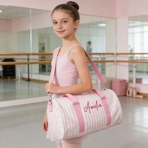 Sac de voyage ultra-léger en toile à rayures arc-en-ciel avec logo personnalisé, style urbain et simple, idéal pour les séjours d'une nuit - Product Image 2