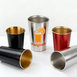Gobelets en acier inoxydable noirs 400 ml 200 ml, tasses à bière incassables, gobelets métalliques pour la randonnée, le pique-nique, les cocktails, les boissons, le stade - Product Image 1