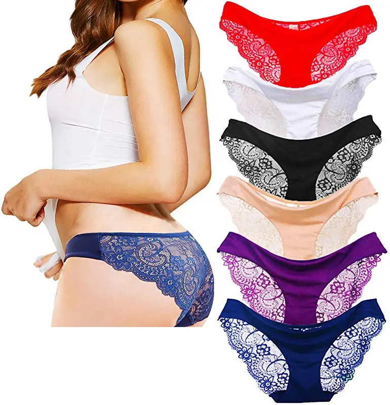 ホットな販売WomenパンティーLadies Briefs Ice Silk Sexy Lace Panties Seamless Transparent Underwearランジェリー