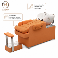 Fauteuil de lavage semi-inclinable en céramique de style moderne avec système de rinçage par eau en métal pour salons de coiffure, barbiers et spas, vente en gros, noir