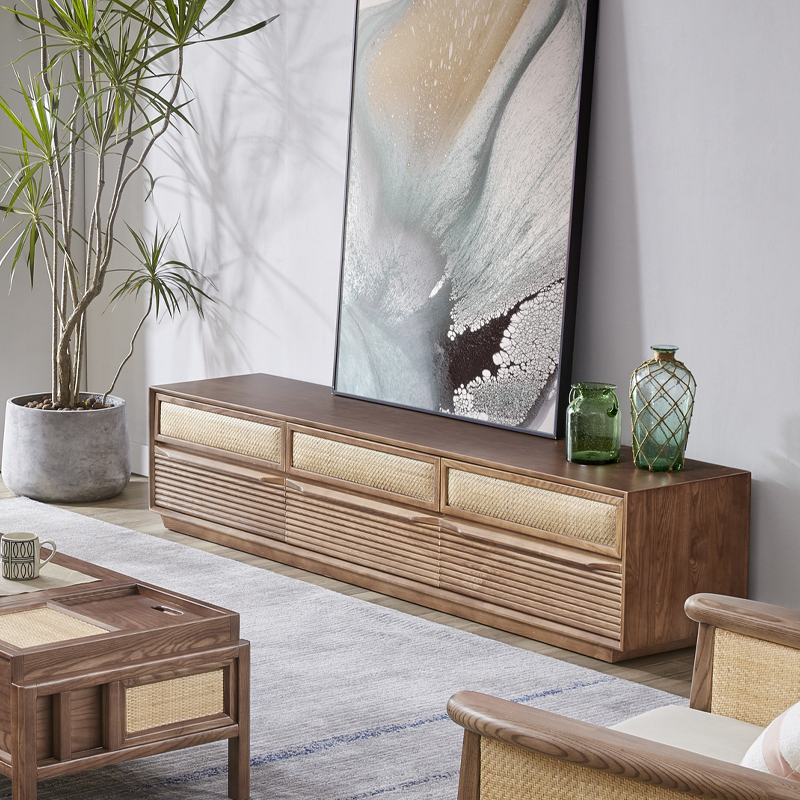 Шкаф для телевизора PurelyFeel из массива дерева в японском стиле, пепельный шкаф из массива дерева для гостиной, простые шкафы для хранения