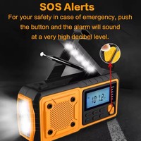 Radio solaire numérique météo avec AM/FM/SW, lampe torche SOS, batterie externe, radio manivelle d'urgence pour kit de survie en extérieur