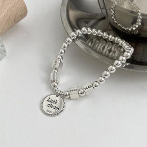Bracelet à billes en argent sterling S925 avec charme porte-bonheur pour femme, à porter au quotidien - Product Image 4