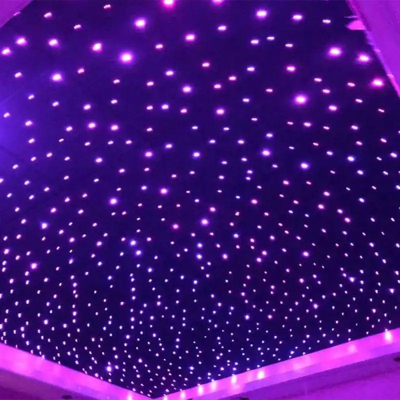 02 Rich RF Remote Twinkle Starry Sky RGBW Panneaux de plafond en étoile à fibre optique pour cinéma maison Star Sky Roof