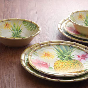 USA Online 9 "/11" Assiette à <span class=keywords><strong>vaisselle</strong></span> tropicale ananas <span class=keywords><strong>en</strong></span> bambou mélamine <span class=keywords><strong>Vaisselle</strong></span> - Product Image 3