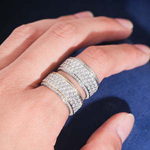 Ensemble de bagues en acier inoxydable 316L avec moissanite couleur D VVS, bague minimaliste unisexe pour hommes et femmes - Product Image 6