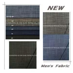 New spring and summer polyester spandex blend elastic men's checked suit jacket fabric manufacturer