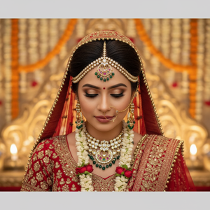 Gold Plated Maangtikka with <b>Crystal</b> Stone and Pearls Bridal Headwear - Product Image 3