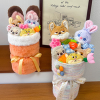 Nouvelles figurines en peluche Nick et Judy de Zootopia, bouquet de fleurs de dessin animé, jouets en peluche pour petite amie, Saint-Valentin