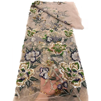 NI.AI Tissu de dentelle de perles africaines de luxe Broderie Tissu de dentelle perlée Tissu de dentelle de désherbage de mariée avec séquence
