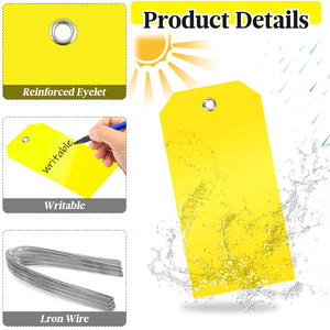 100 mảnh 6 1/4 inch ngoài trời lớn kho thiết bị vận chuyển trống có thể ghi bao bì không thấm nước nhãn nhựa tag với dây - Product Image 3
