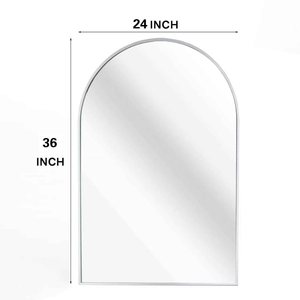 กระจกติดผนังทรงโค้งกรอบโลหะสีเงิน ขนาด 24x36 นิ้ว สำหรับตกแต่งห้องน้ำ - Product Image 5