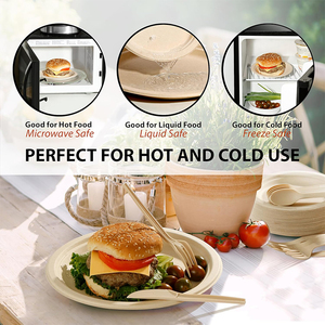 مجموعة أواني الطعام القابلة للتحلل الحيوي من قصب السكر والصديقه بالبيئة من قطعة ، مجموعة أواني الطعام القابلة للتحلل مرة واحدة ، أطباق ورقية قابلة للتحلل ، أواني طويلة للغاية - Product Image 4