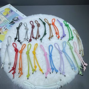 Colorful Artificial Leather <b>Bag</b> <b>Charm</b> Double Knot Pendant Keychain DIY Jewelry Accessory Durable Handmade Oval Shape - Product Image 2
