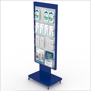 Espositore per Brochure A4 Personalizzato a Più Livelli, Porta-Documenti Mobile in Metallo e Acrilico con Ruote per Librerie ed Esposizioni - Product Image 1