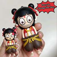 Porte-clés surprise Nezha Change Face en PVC, personnage de dessin animé, vente en gros pour enfants unisexe