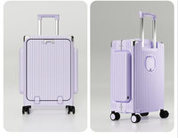Valise à roulettes multifonctionnelle Koowo 2026 à 4 roues avec poche avant, porte-gobelet, support de téléphone et port USB pour le voyage