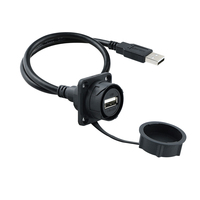 Connecteur de montage sur bride USB 2.0 étanche IP67 LSHITECH M21 pour applications industrielles avec câble d'extension de 1 à 5 m