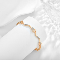 Bracelet jonc cœur bicolore en argent sterling 925, design cœur ajouré, incrusté de cristaux CZ, plaqué or, bijoux