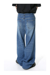 Jeans de créateur de haute qualité, nouveaux produits de saison, style rétro de Hong Kong, vintage, ample et à jambes larges, pour nettoyer le sol - Product Image 4