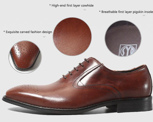 Zapatos de Vestir de Cuero Genuino con Punta en Pico, Hechos a Medida, para Hombre, Transpirables, Venta al Por Mayor - Product Image 6