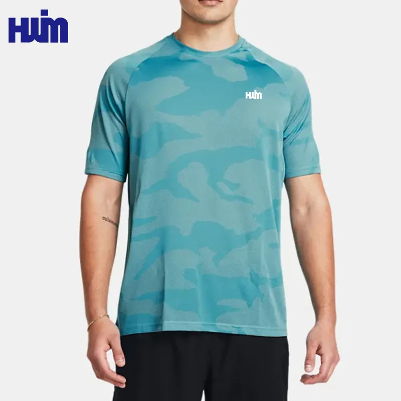 OEM Séchage Rapide Confort Manches Courtes Hommes O Cou Camouflage Vêtements Polyester Musculation Sport Chemises Tops Gym Hommes T Shirt