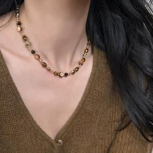 Cuentas de perlas de cristal de ojo de tigre marrón <span class=keywords><strong>Natural</strong></span> para mujer, joyería, collar de cuentas de café, cadena de suéter - Product Image 5