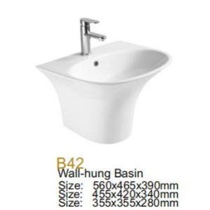 Nhà máy trực tiếp kỹ thuật gốm chậu rửa hiện đại đơn giản dính liền treo tường lỗ duy nhất phòng tắm treo lưu vực - Product Image 4