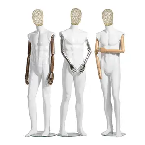 Negozio di abbigliamento manichino maschile muscoloso a corpo intero in FRP bianco in vendita con testa cava