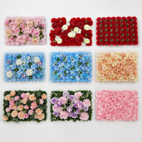 Panel Dinding Bunga Buatan 40x60cm Grosir untuk Dekorasi Latar Belakang Pernikahan, Latar Belakang Bunga Sutra Mawar Hydrangea