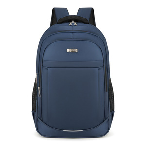 Laptop <b>Backpack</b> 16 Inch Water Resistant Male College <b>Student</b> Business Travel Bag Blue Solid Color Shoulder Straps - Product Image 5