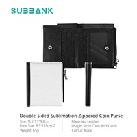Portefeuille carré en cuir PU personnalisable Subbank, vierge pour sublimation, porte-cartes pliable pour femme, impression sur une face