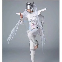 Costume de scène de danse sur le thème du robot GOGO AI avec éclairage LED cyber pour les boîtes de nuit