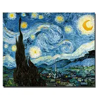 ゴッホの有名な絵画星空の夜のレプリカ印象派の複製手作りの油絵キャンバスにプリント