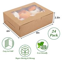 Cajas de Papel Kraft Transparente para Donuts, Pasteles, Galletas y Cupcakes con Ventana Transparente, Caja de Pastel