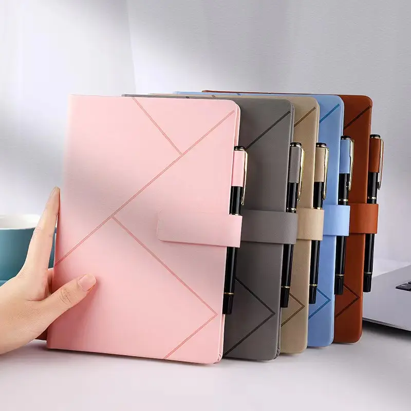Custom A5 Pu Leather Hard Cover Notebook with Pen holder for 2023 dairy