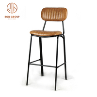 Tabouret de Bar en velours avec dossier en cuir, de Style industriel, pour Pub, discothèque, café, Restaurant