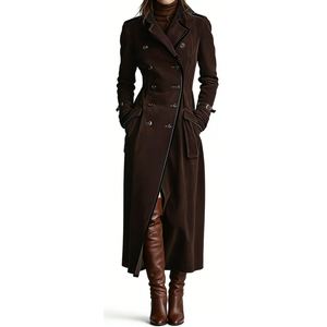 Abrigo <span class=keywords><strong>Trench</strong></span> Cruzado de Ante Sintético para <span class=keywords><strong>Mujer</strong></span> - Abrigo Maxi con Cinturón y Ribetes en Contraste - Chaqueta de Moda para <span class=keywords><strong>Mujer</strong></span> - Product Image 5