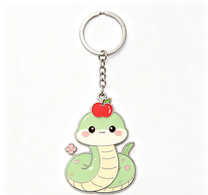 Lindo Llavero de Metal con Serpiente Verde, Colgante de Dibujos Animados, Amuleto de Manzana, Adorno para Bolso, Regalo - Product Image 2