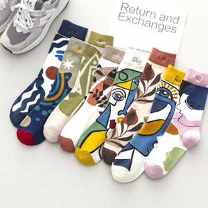 Juncap calze da donna di media lunghezza scritta illustrazione studente adulto per primavera estate autunno inverno - Product Image 1