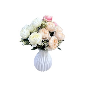 Flores Queyiyi, Arreglo Floral Artificial para Boda, Peonía de Seda de 5 Ramas, Flores de Seda Hechas a Mano, Decoración para Boda - Product Image 5