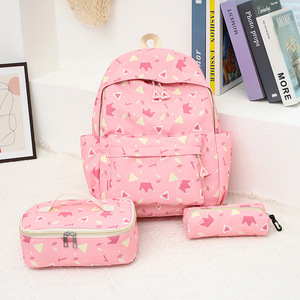 Teenager Oem Printed School Bag Set Custom 3Pcs Girls Boy College Student School Bag <b>Backpack</b> Bookbag With Messenger and Pen Bag - Product Image 4