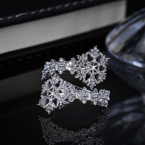 Hip-hop <b>Open</b> Snowflake <b>Ring</b>, Full of Jewelry Style Design Simple Zircon <b>Ring</b> - Product Image 3