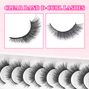 <span class=keywords><strong>Faux</strong></span> <span class=keywords><strong>cils</strong></span> en bande 3D D Curl, effet vison, légers et volumineux, 10 paires, plateau blanc, doux et légers, pour les rendez-vous et les séances photo - Product Image 3