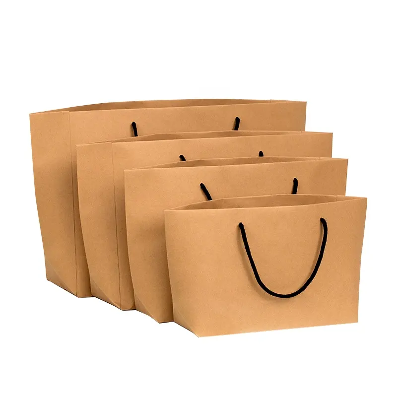 الأكثر مبيعًا حقيبة تسوق عالية الجودة من ورق الكرافت بسعر الجملة مخصصة قابلة للطي وقابلة لإعادة الاستخدام مع شعارك الخاص