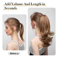 Vente en gros de postiches synthétiques pour femmes, queue de cheval pré-bouclée, ondulation profonde, épaisse, courte, 12 pouces, fibre haute température, extensions de cheveux