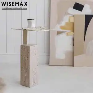 WISEMAX mobilya Modern oturma odası mobilya L şekli siyah çay masası dikdörtgen metal masa üstü sehpa mermer taban ile
