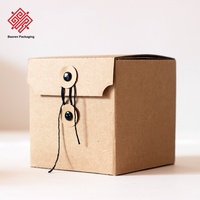 Baoren Vente en gros Boîte cadeau haut de gamme pour thé aux fleurs, en papier kraft, avec cadre photo et cordon de chanvre rouge