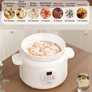 Cuisinière à mijoter électrique programmable Sorge avec couvercle en verre trempé, pot extérieur en plastique, capacité de 4 litres, contrôle numérique du minuterie, classe d'efficacité énergétique - Product Image 5