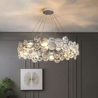 Lustre de salle à manger moderne en acier inoxydable PM, design nordique, cristal K9, lampe suspendue ronde de luxe, luminaire de salon de villa